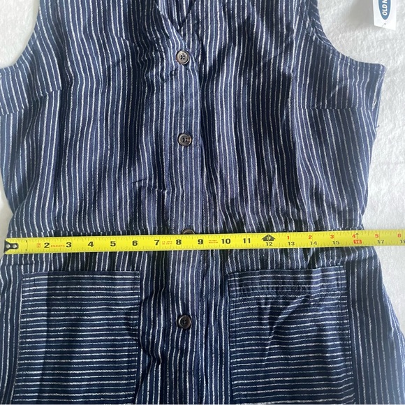 3 for $30 | NWT Old Navy Linen Blend Navy Stripe Dress Sleeveless V-Neck - Picture 11 of 12